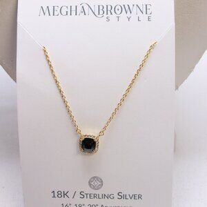 Meghan Browne Style 18k over .925 Sterling Black & Clear Crystal Necklace